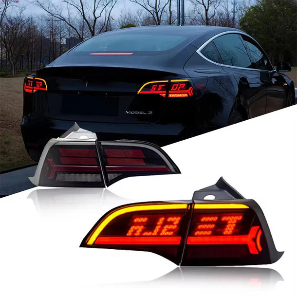 NTXGlow Smoked Matrix Style Tail Lights (2017+ Tesla Model 3/Y) - JSI Racing 