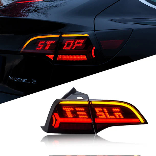 NTXGlow Smoked Matrix Style Tail Lights (2017+ Tesla Model 3/Y) - JSI Racing 