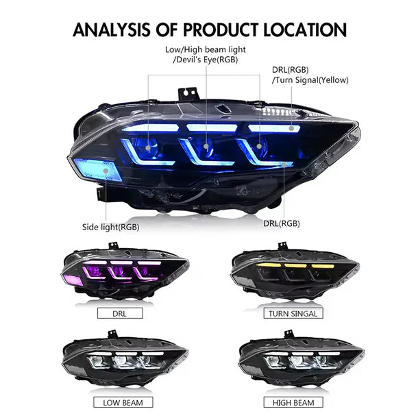 NTXGlow RGB Headlights S650 Style (2018-2023 Ford Mustang) - JSI Racing 