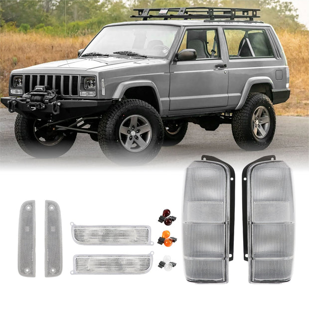 1997-2001 Jeep Cherokee Xj Tail Lights Bumper Corner 6pc Combo Made By Depo - JSI Racing 