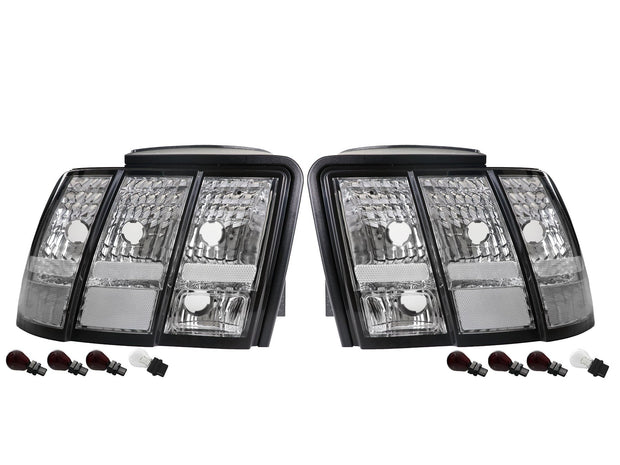 1999-2004 Ford Mustang V6 Gt New Edge Clear Euro Style Tail Light Made By Depo - JSI Racing 