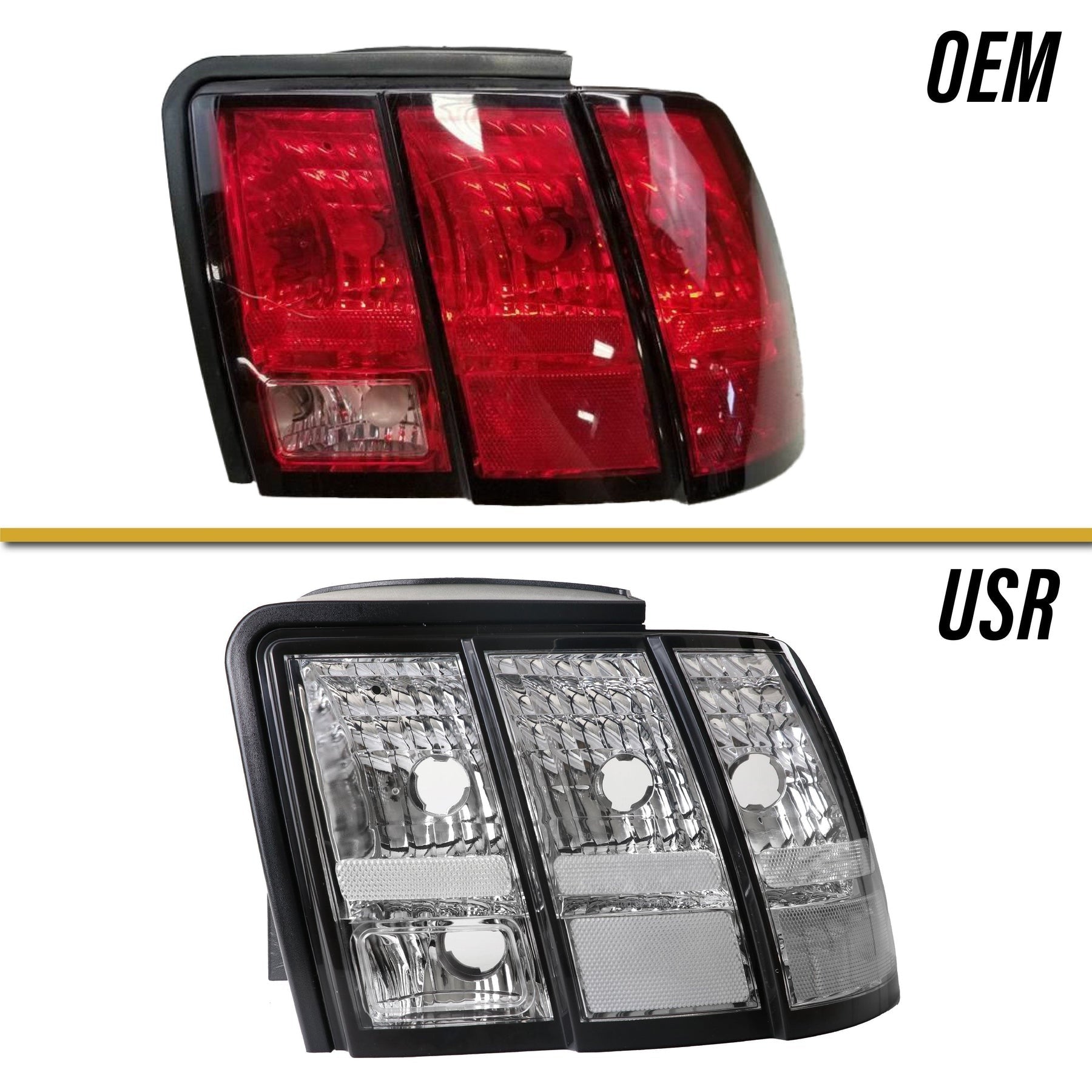 1999-2004 Ford Mustang V6 Gt New Edge Clear Euro Style Tail Light Made By Depo - JSI Racing 
