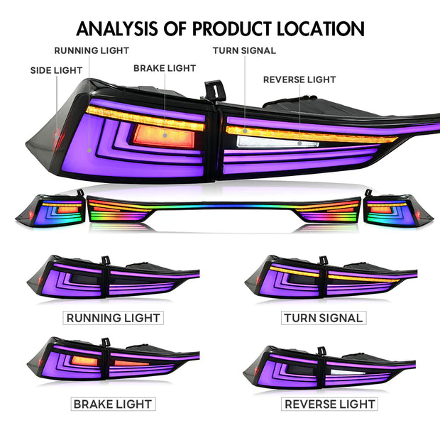 NTXGlow RGB Tail Lights 2014-2021 Lexus IS250 IS300 IS350 IS500 IS200t - JSI Racing 