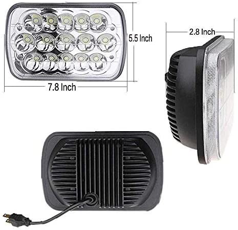 Black Pair 45w 7x6 5x7 6052 6054 H5054 H6054 Hilow Sealed Beam LED Headlights Replacement For Chevy Express Cargo Van 1500 - JSI Racing 
