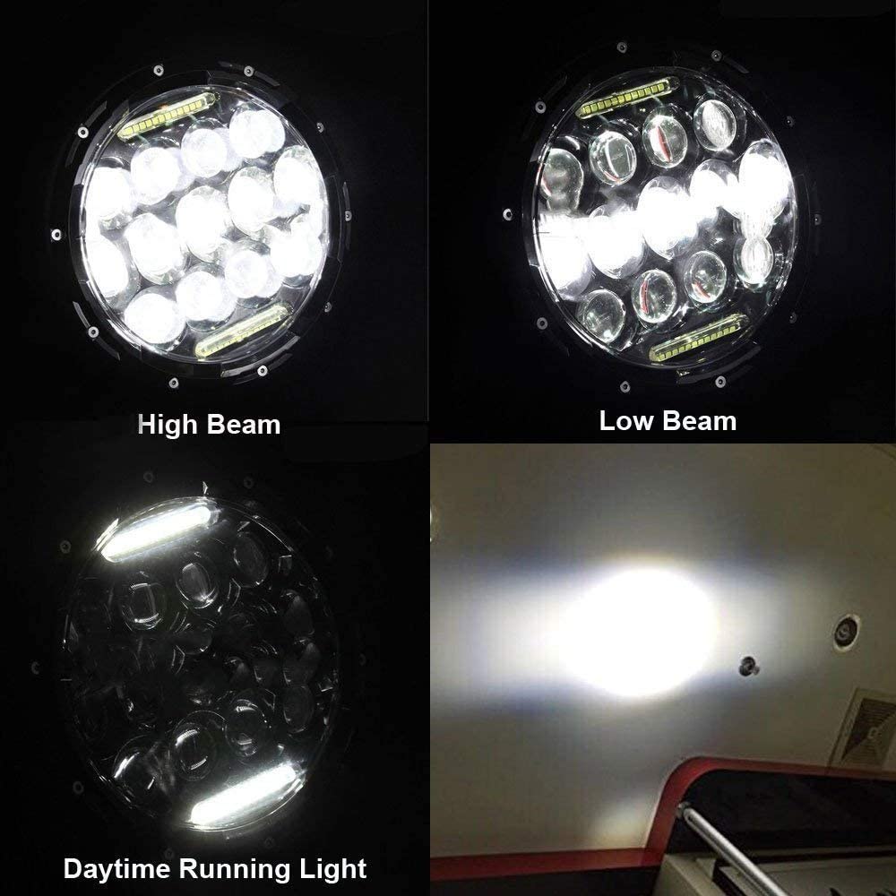 Aaiwa 7 Inch Round LED Headlight Daytime Running Light Dlr High Low Beam For Car Motorcycle With H4 H13 Adapter 2 Pack - JSI Racing 