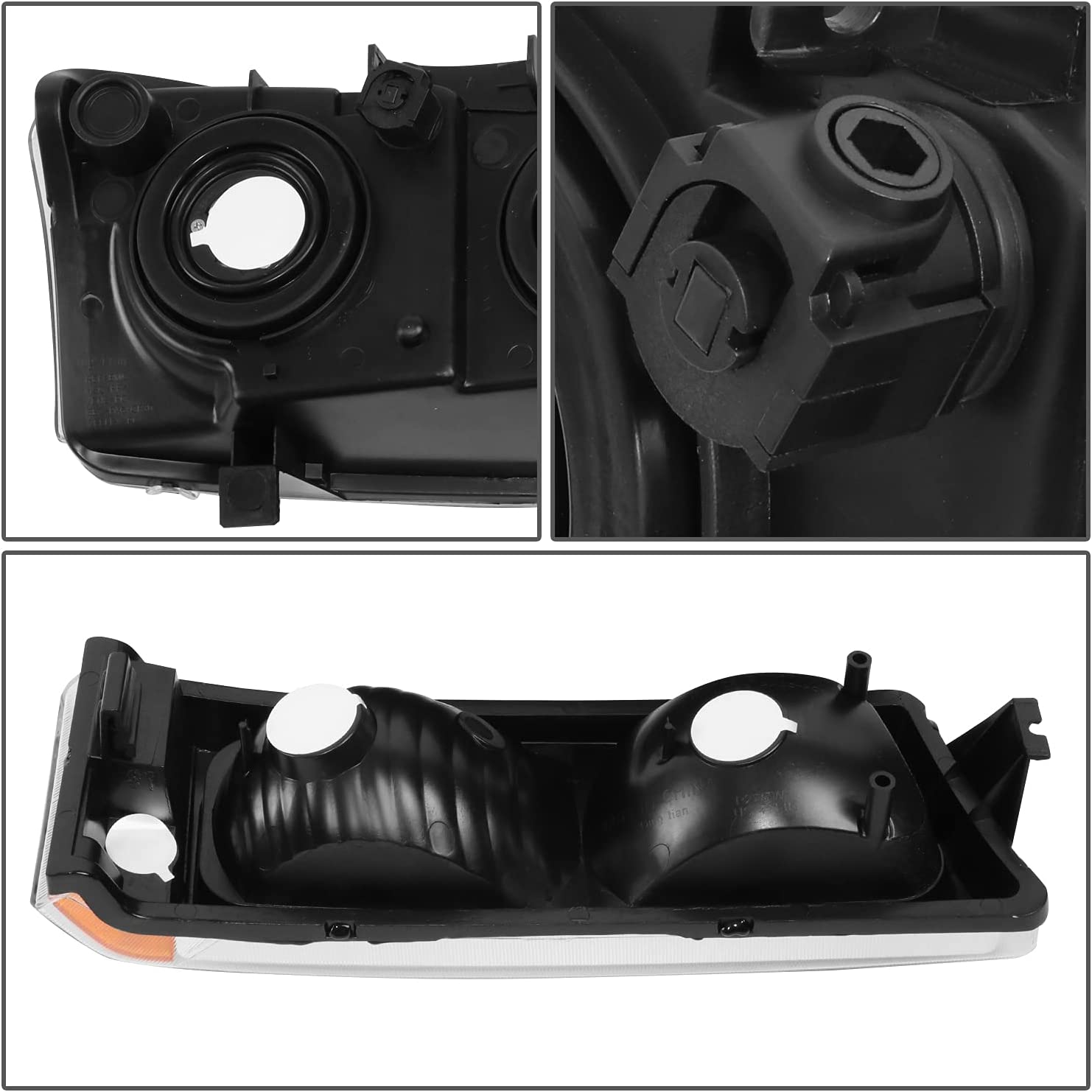 Dna Motoring Hlohcs034pcham Chrome Amber Headlights Compatible With 20032006 Chevy Silveradoavalanche - JSI Racing 