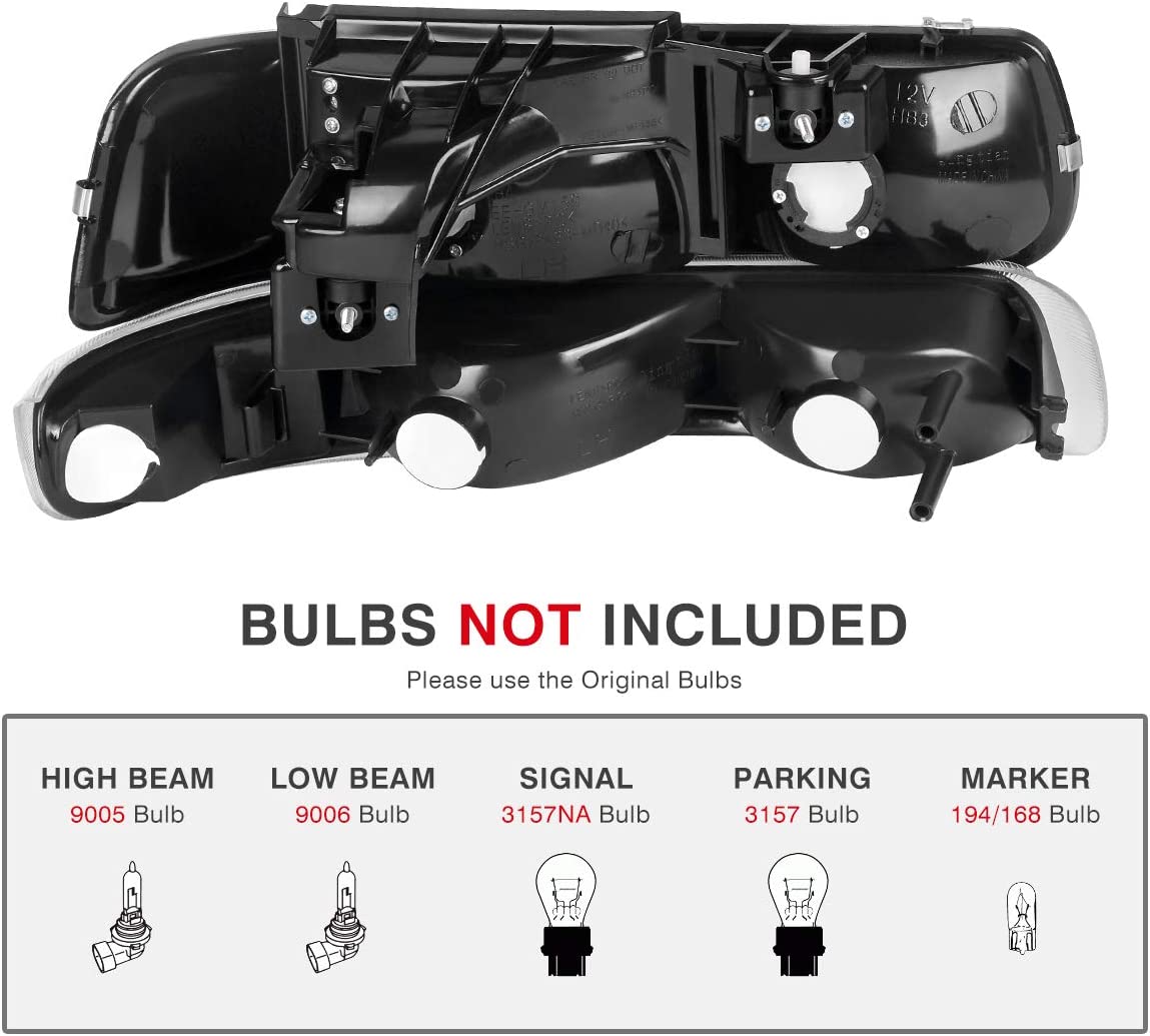 Autosaver88 Headlights Assembly Compatible With 19992002 Chevrolet Silverado 20012002 1500 2500 1500hd 2500hd 3500 20002006 Tahoe Suburban Lights In Bumpers - JSI Racing 