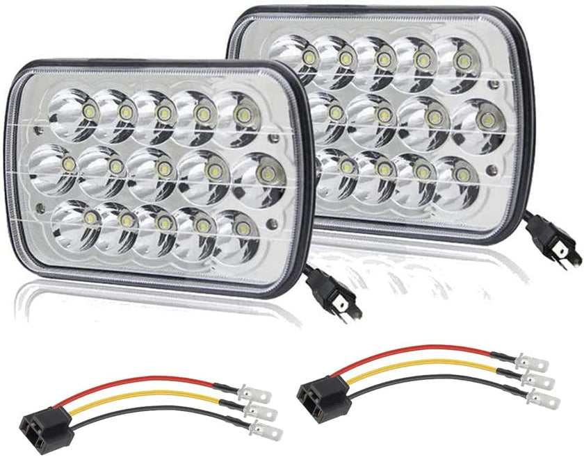 Black Pair 45w 7x6 5x7 6052 6054 H5054 H6054 Hilow Sealed Beam LED Headlights Replacement For Chevy Express Cargo Van 1500 - JSI Racing 