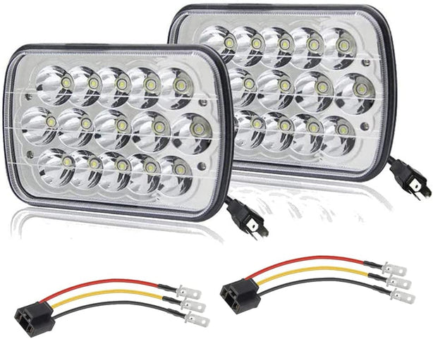Black Pair 45w 7x6 5x7 6052 6054 H5054 H6054 Hilow Sealed Beam LED Headlights Replacement For Chevy Express Cargo Van 1500 - JSI Racing 