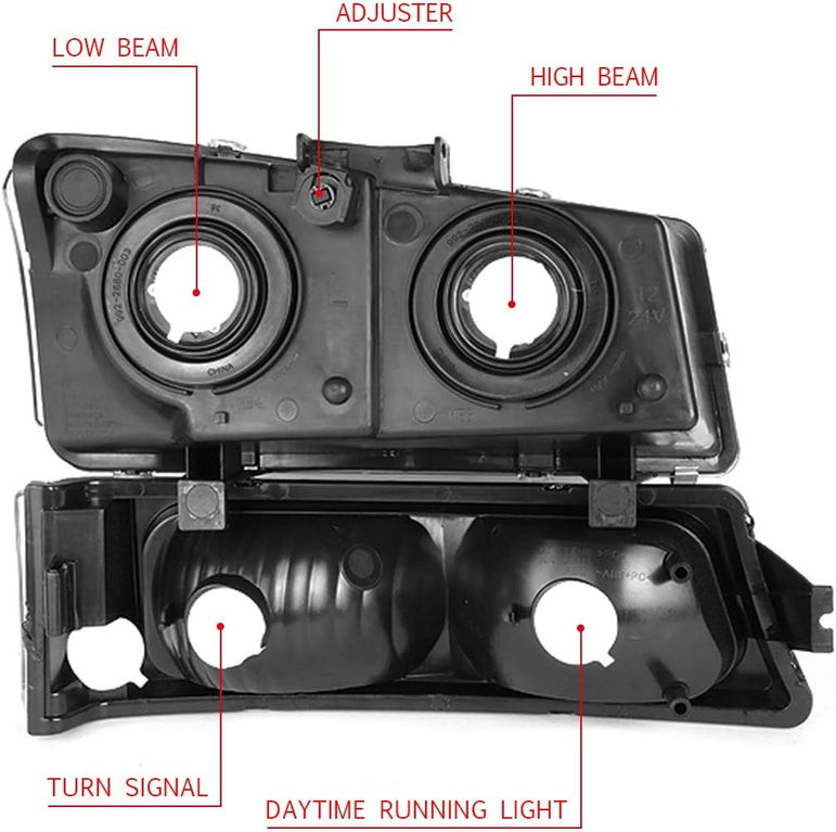 DNA Motoring, HL-OH-CS03-4P-SM-AM, Driver and Passenger Side Headlight Assembly. - JSI Racing 