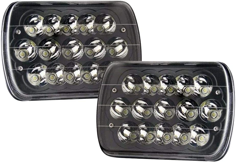 Black Pair 45w 7x6 5x7 6052 6054 H5054 H6054 Hilow Sealed Beam LED Headlights Replacement For Chevy Express Cargo Van 1500 - JSI Racing 