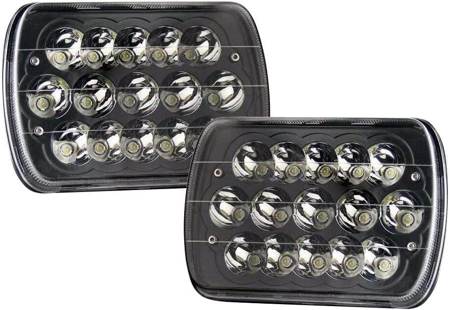 Black Pair 45w 7x6 5x7 6052 6054 H5054 H6054 Hilow Sealed Beam LED Headlights Replacement For Chevy Express Cargo Van 1500 - JSI Racing 