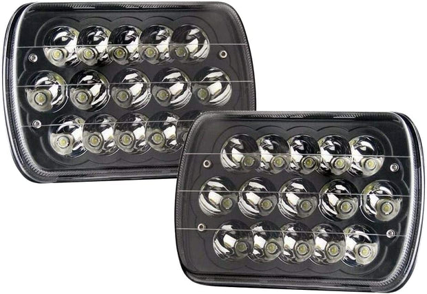 Black Pair 45w 7x6 5x7 6052 6054 H5054 H6054 Hilow Sealed Beam LED Headlights Replacement For Chevy Express Cargo Van 1500 - JSI Racing 