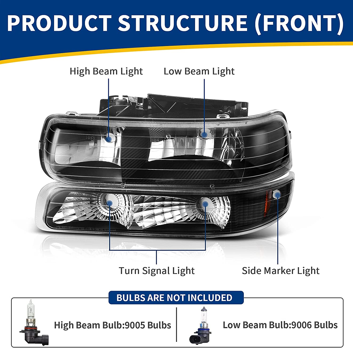 Autosaver88 Headlights Assembly Compatible With 19992002 Chevrolet Silverado 20012002 1500 2500 1500hd 2500hd 3500 20002006 Tahoe Suburban Lights In Bumpers - JSI Racing 
