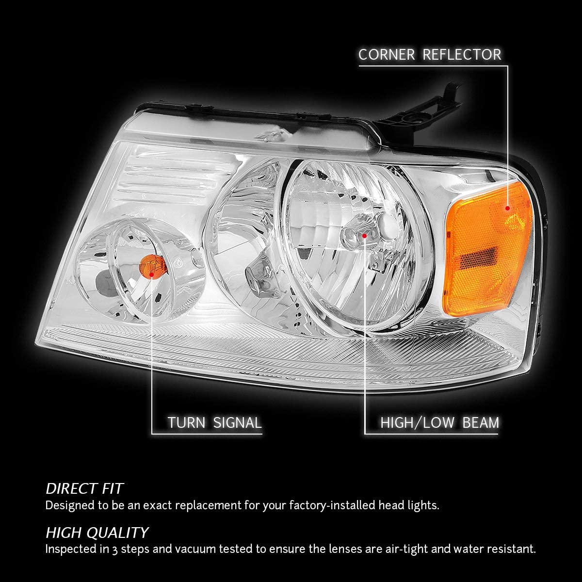 Dna Motoring Hlohf1504cham Headlight Assembly Driver And Passenger Side - JSI Racing 