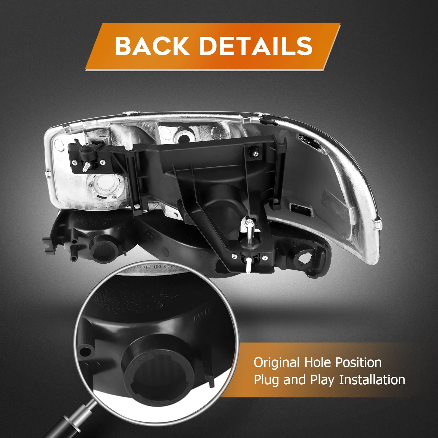 Lbrst Headlight Assembly For Gmc Sierra 1500 19992006 Classic 2007 2500 19992004 Black Housing Amber Reflector Clear Lens Driver And Passenger Side Headlamp - JSI Racing 