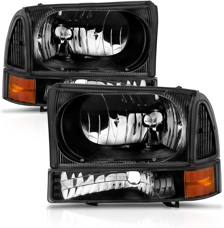 Amerilite For Ford Super Duty F250 F350 F450 F550 Excursion Chrome Factory Style Replacement Headlights Wbumper Corner Set Passenger And Driver Side - JSI Racing 