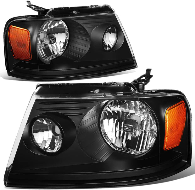 DNA MOTORING HL-OH-F1504-CH-AM Chrome Amber Headlights Replacement Compatible with 04-08 F-150/06-08 Mark LT - JSI Racing 