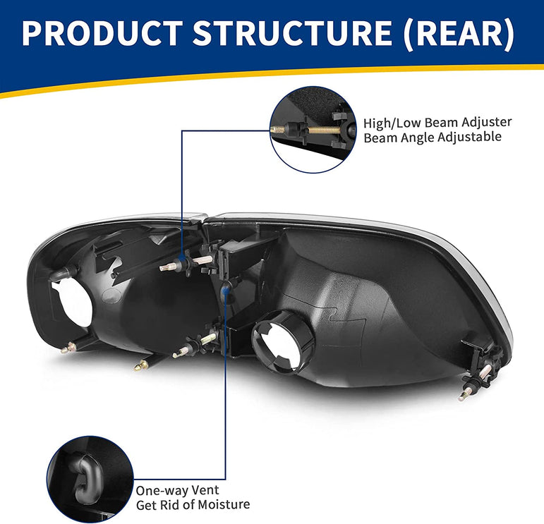 Headlight Assembly, Headlight Replacement, Fits 97-03 Ford F-150/97-02 Ford Expedition Pickup - JSI Racing 