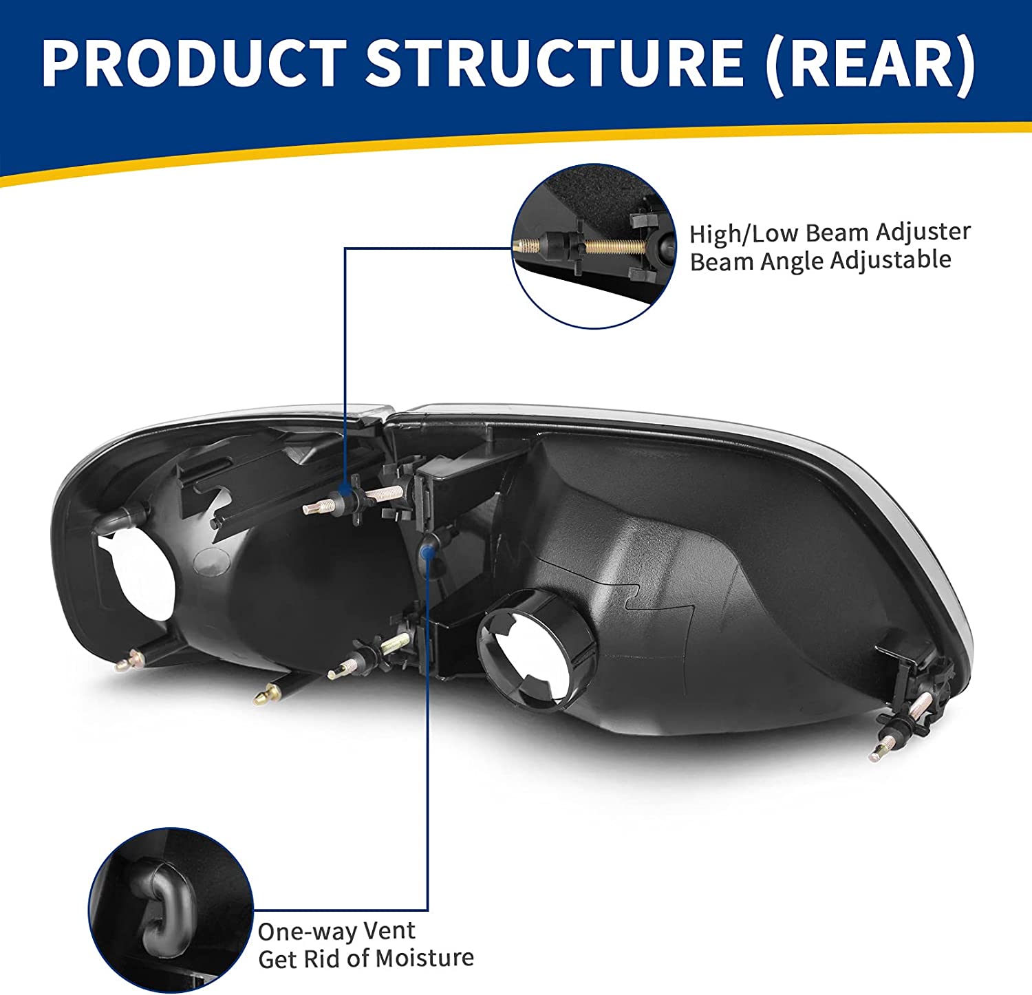 Headlight Assembly, Headlight Replacement, Fits 97-03 Ford F-150/97-02 Ford Expedition Pickup - JSI Racing 