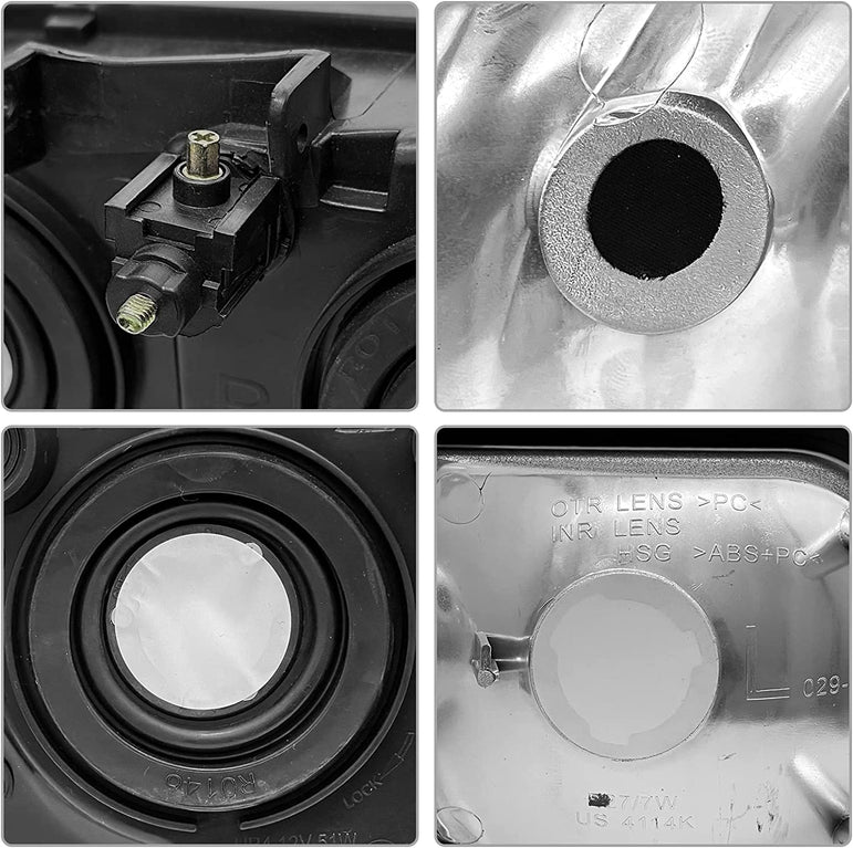 2003-2006 Silverado Headlight Assembly For Chevy Avalanche 150025003500 Clear Chrome Lens With Amber Reflector Replacement Left And Right - JSI Racing 