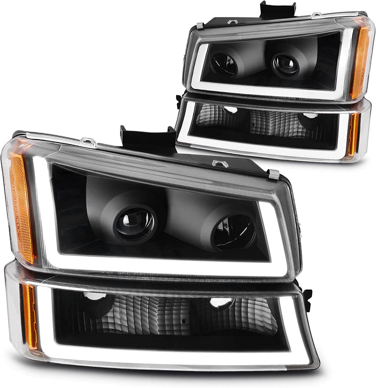 Dwvo Headlight Assembly Compatible With Chevy Silverado Avalanche 1500 2500 3500 Black Clear Housing - JSI Racing 