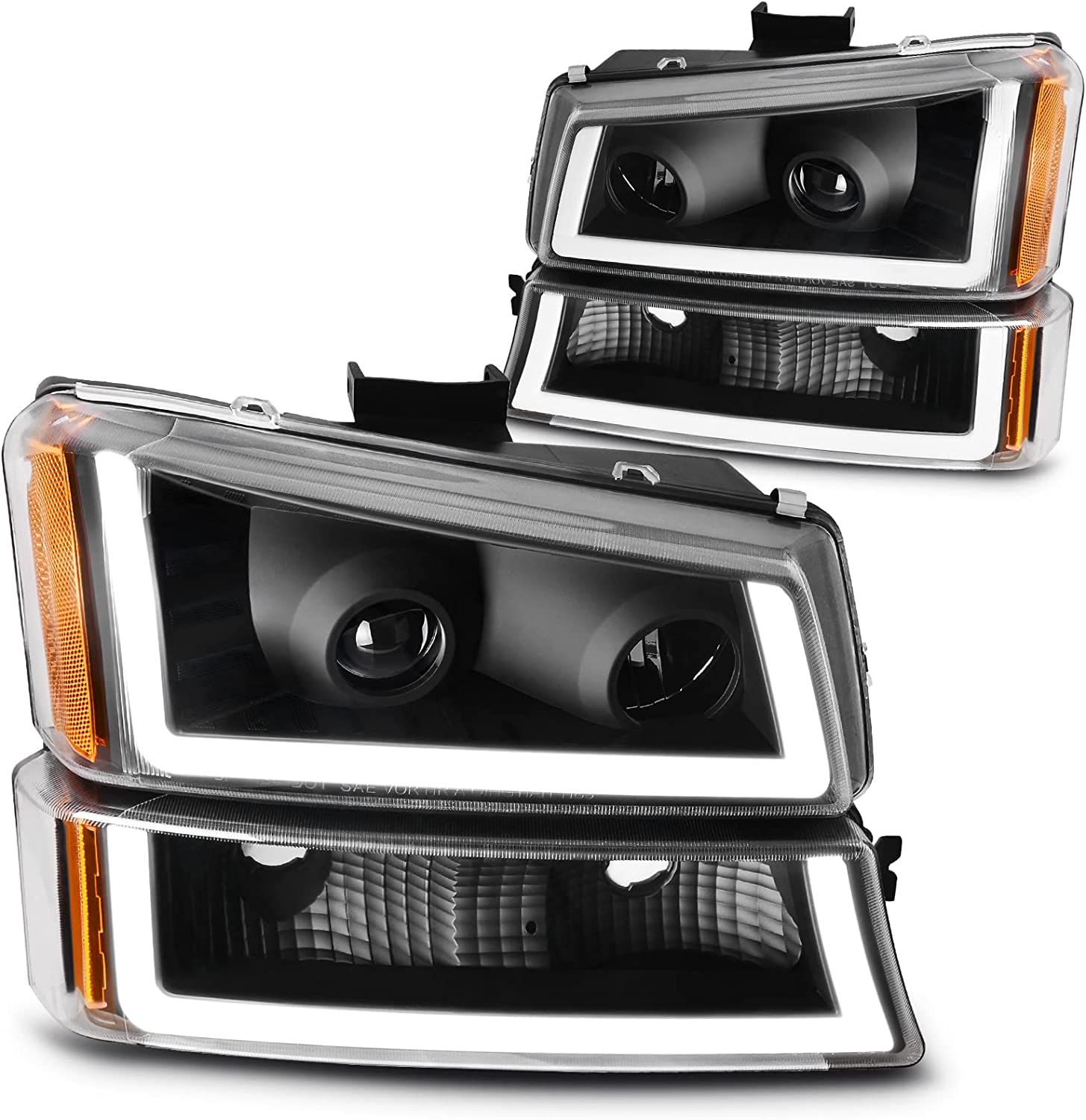 Dwvo Headlight Assembly Compatible With Chevy Silverado Avalanche 1500 2500 3500 Black Clear Housing - JSI Racing 