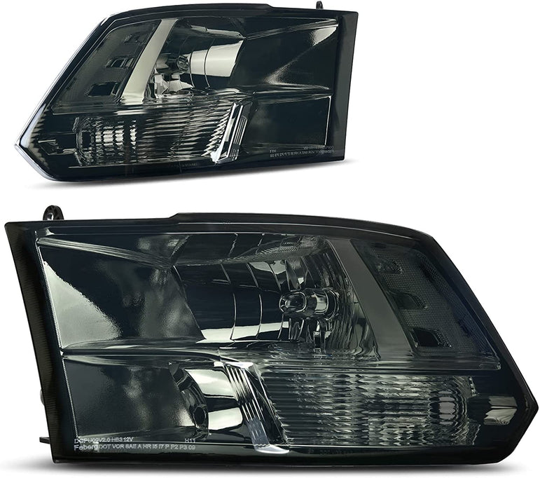 AUTOSAVER88: Montaje de faros delanteros compatible con Dodge Ram 4 puertas 1500 2500 3500, modelo 2009 a 2018. Faro de repuesto para Pickup. Color Negro. Lentes con carcasa transparente. - JSI Racing 