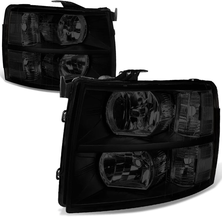 DNA Motoring HL-OH-CSIL07-BK-CL1 Black Headlights Pair Compatible with 07-13 Silverado 1500 2500 3500 HL-OH-CSIL07-BK-CL1 - JSI Racing 