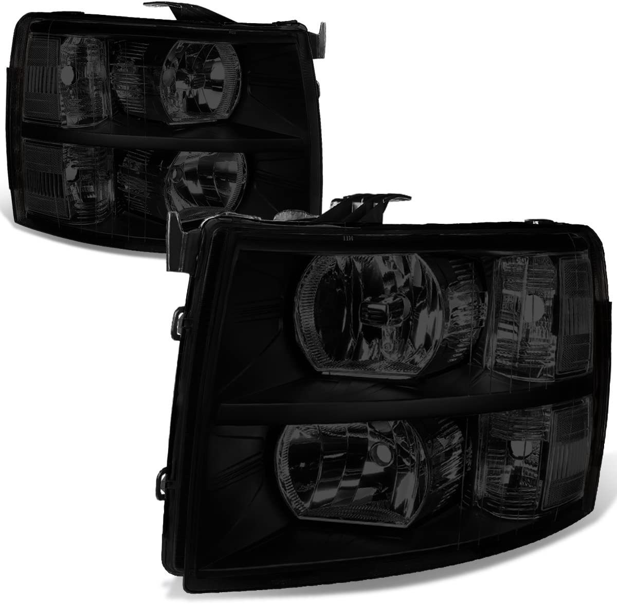 DNA Motoring HL-OH-CSIL07-BK-CL1 Black Headlights Pair Compatible with 07-13 Silverado 1500 2500 3500 HL-OH-CSIL07-BK-CL1 - JSI Racing 