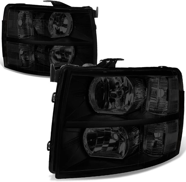 DNA Motoring HL-OH-CSIL07-BK-CL1 Black Headlights Pair Compatible with 07-13 Silverado 1500 2500 3500 HL-OH-CSIL07-BK-CL1 - JSI Racing 