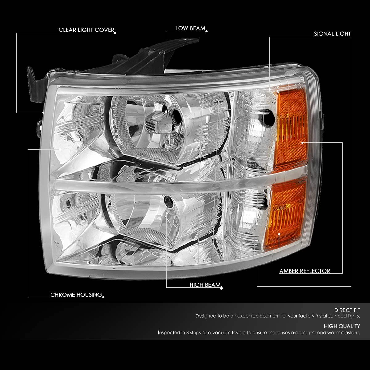 DNA Motoring HL-OH-034-CH-AM Headlight Assembly (Driver and Passenger Side) - JSI Racing 