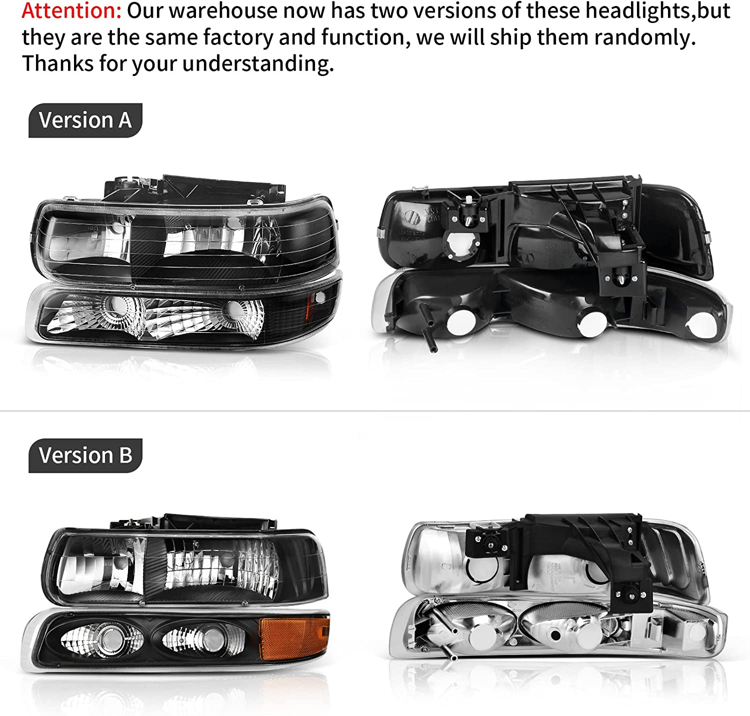 Autosaver88 Headlights Assembly Compatible With 19992002 Chevrolet Silverado 20012002 1500 2500 1500hd 2500hd 3500 20002006 Tahoe Suburban Lights In Bumpers - JSI Racing 