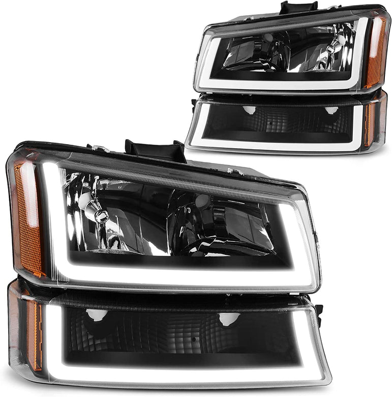 Dwvo Headlight Assembly Compatible With Chevy Silverado Avalanche 1500 2500 3500 Black Clear Housing - JSI Racing 