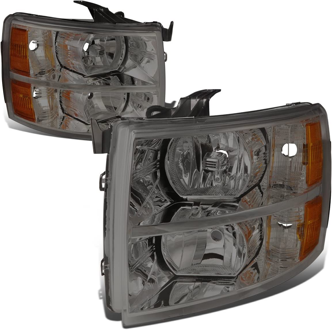 Dna Motoring Hlohcsil07smam Smoke Lens Amber Headlights Compatible With 0713 Silverado 1500 - JSI Racing 
