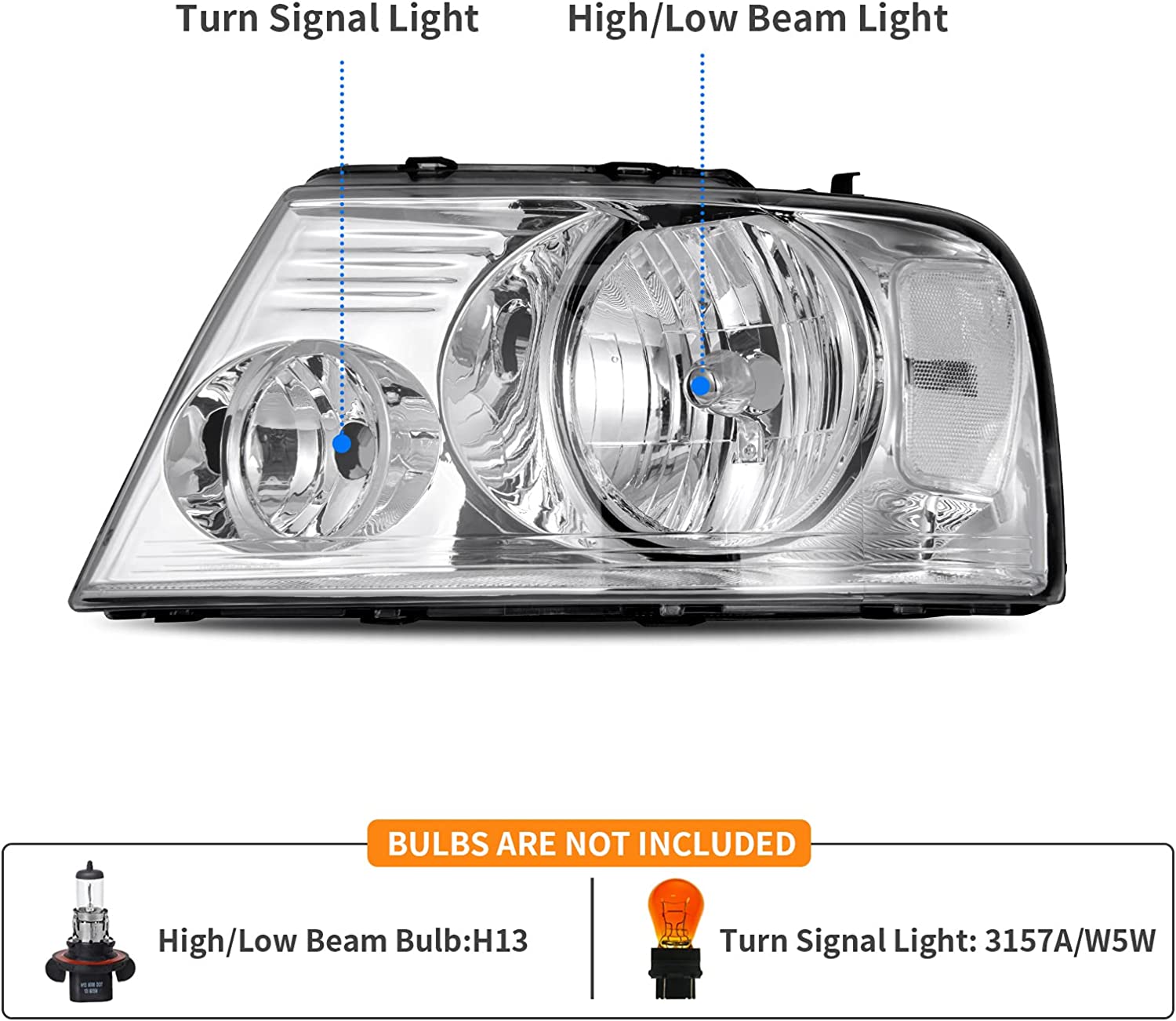 2004-2008 Ford F150 Headlights Chrome Housing Reflector - JSI Racing 