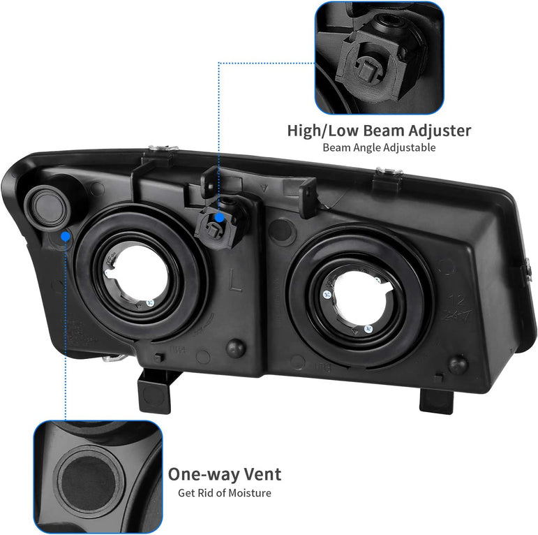 Dwvo Headlight Assembly Compatible With Chevy Silverado Avalanche 1500 2500 3500 Black Clear Housing - JSI Racing 