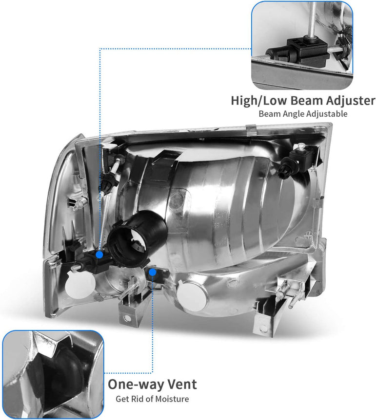 Dwvo Headlight Assembly Compatible With Ford F250 F350 F450 F550 Super Duty Pickup Truck Signal Lamps Chrome Housing Clear Lens Amber Reflector - JSI Racing 