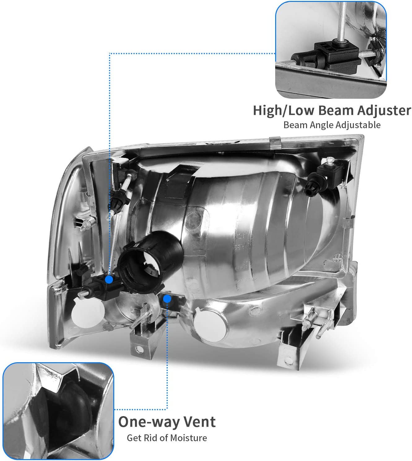 Dwvo Headlight Assembly Compatible With Ford F250 F350 F450 F550 Super Duty Pickup Truck Signal Lamps Chrome Housing Clear Lens Amber Reflector - JSI Racing 
