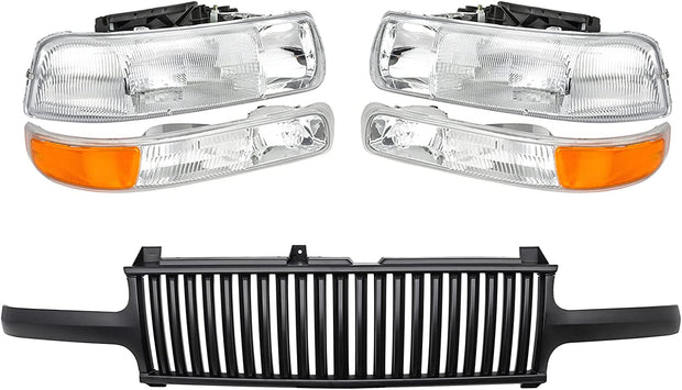 A&P 4PC Chrome Headlight Assembly Clear Lens for Chevy 00-06 Tahoe Suburban 1500 2500/99-02 Silverado 1500 2500/01-02 Silverado 1500HD 2500HD 3500 - JSI Racing 