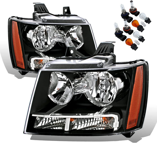 Amerilite Black Replacement Headlights For Chevy Tahoe Suburban Avalanche Pair Driver And Passenger Side Housing - JSI Racing 