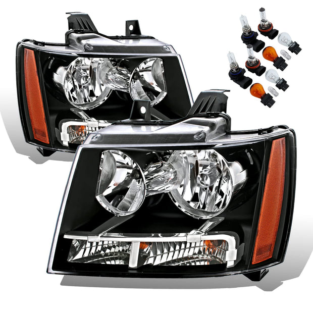 Amerilite Black Replacement Headlights For Chevy Tahoe Suburban Avalanche Pair Driver And Passenger Side Housing - JSI Racing 