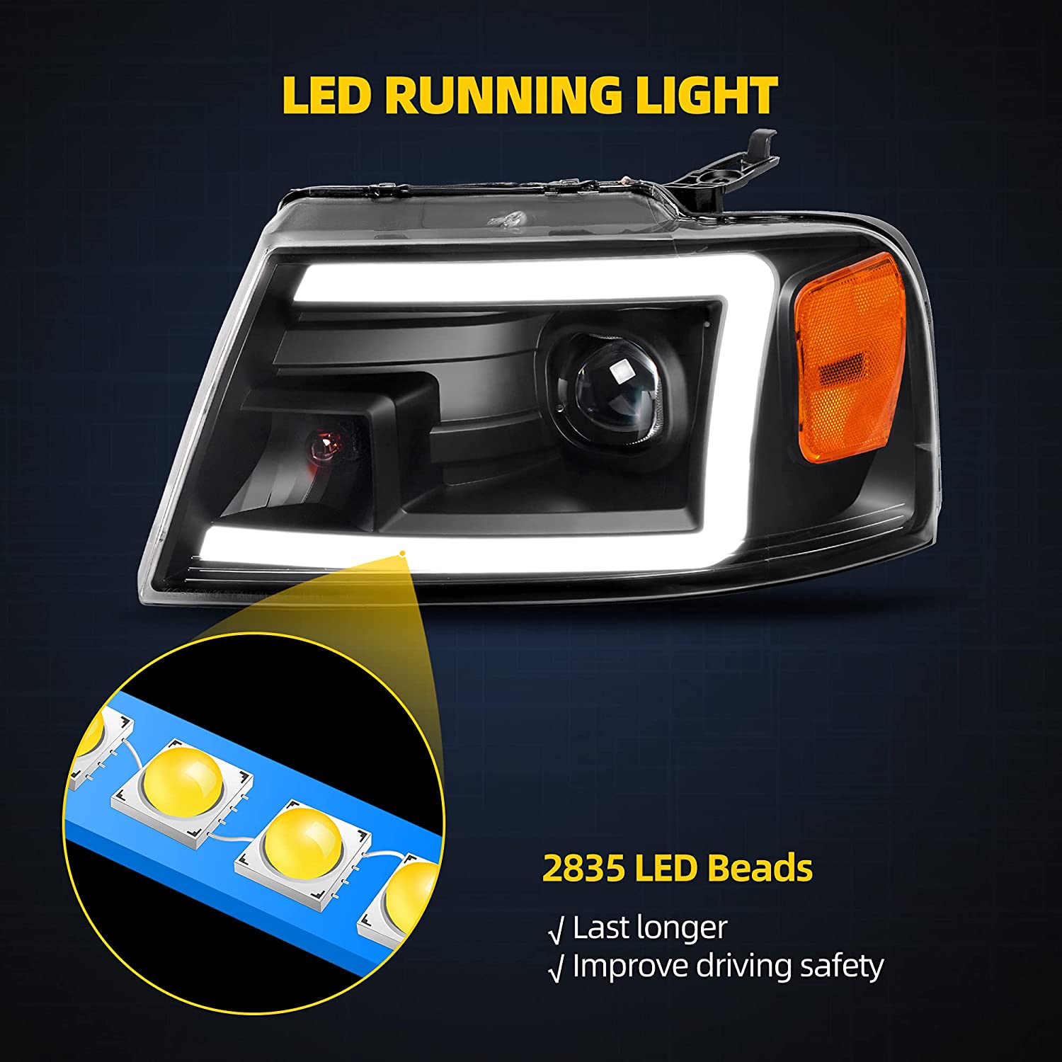 NTXGLOW LED headlights (2004-2008 Ford F150) - JSI Racing 