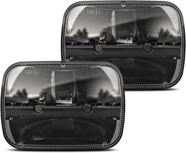 1 Pair 105W 5x7" / 6x7" Rectangular Headlights Compatible with 1997-2010 Jeep Wrangler YJ Cherokee XJ Kenworth T300 Replacement H6054 H6054LL 69822 6052 6053 (2PCS) - JSI Racing 