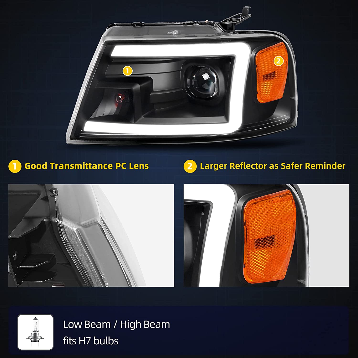NTXGLOW LED headlights (2004-2008 Ford F150) - JSI Racing 