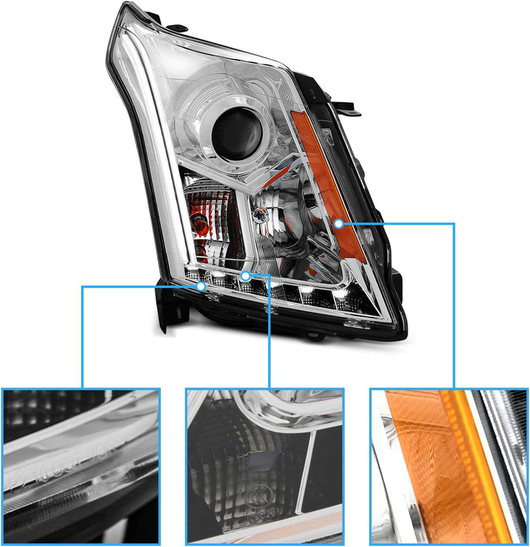 Amerilite Chrome Projector Replacement Headlights LED Boards For 20102016 Cadillac Srx Version Only Passenger And Driver Side - JSI Racing 