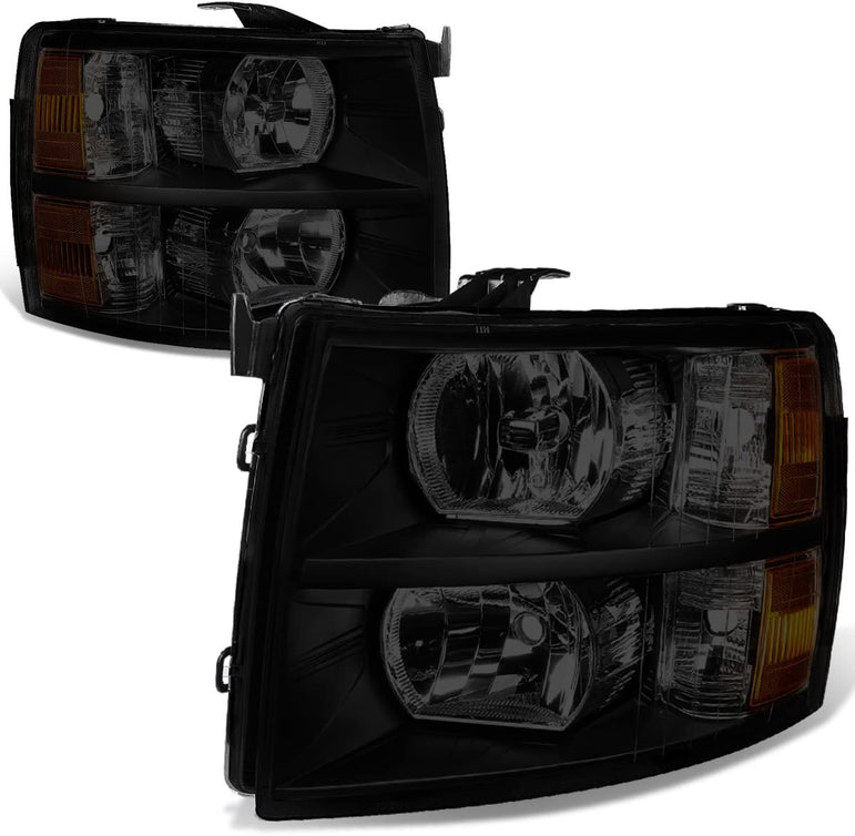 DNA Motoring HL-OH-CSIL07-BK-CL1 Black Headlights Pair Compatible with 07-13 Silverado 1500 2500 3500 HL-OH-CSIL07-BK-CL1 - JSI Racing 