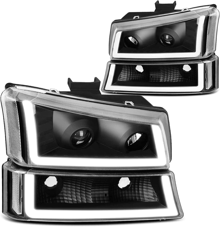 Dwvo Headlight Assembly Compatible With Chevy Silverado Avalanche 1500 2500 3500 Black Clear Housing - JSI Racing 