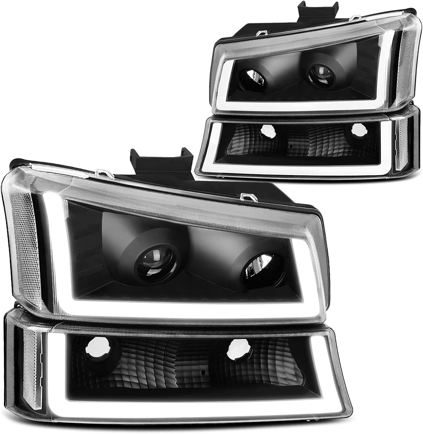 Dwvo Headlight Assembly Compatible With Chevy Silverado Avalanche 1500 2500 3500 Black Clear Housing - JSI Racing 