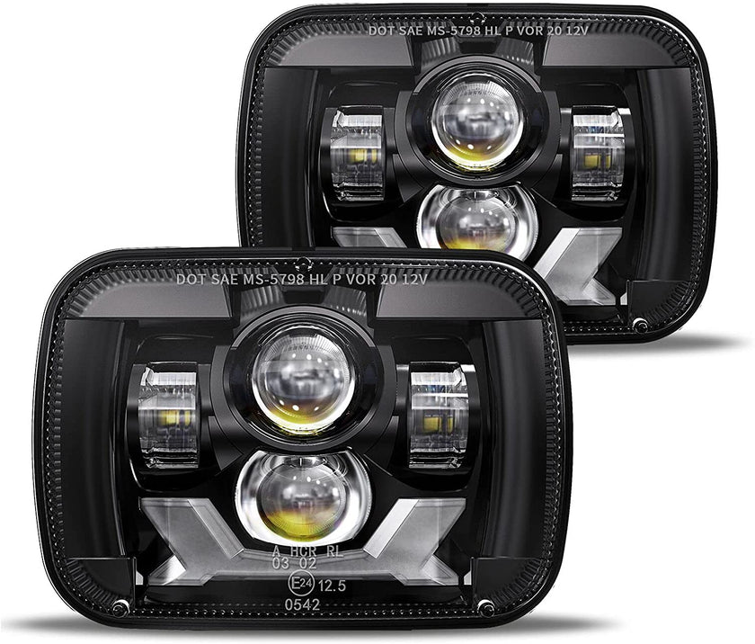 2020-2021 New Osram Chips 180w Dot 500 Brighter Antiglare H6054 5x7 7x6 LED Headlights With Turn Signal Drl Hilow Sealed Beam Compatible Jeep Cherokee Xj Wrangler Yj Ford Chevrolet Gmc Toyota Nissan Etc - JSI Racing 